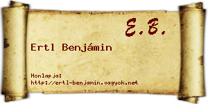 Ertl Benjámin névjegykártya